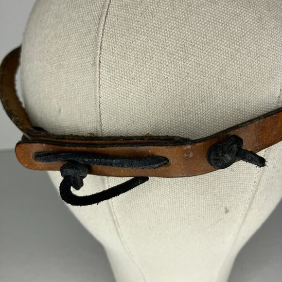 Vintage Leather Visor Tooled Floral Hippie Boho Natural Earthy Artsy - Picture 6 of 10